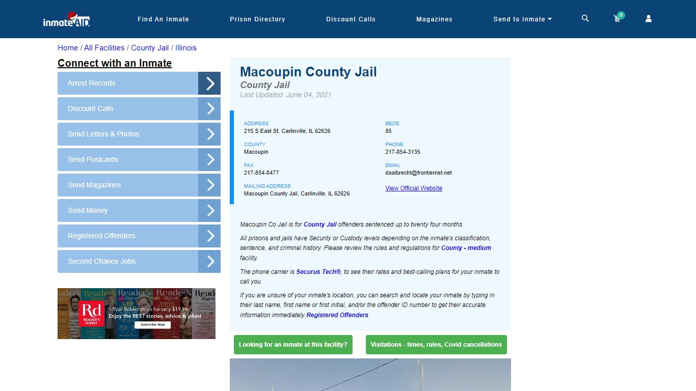 Macoupin County Jail - Inmate Locator - Carlinville, IL