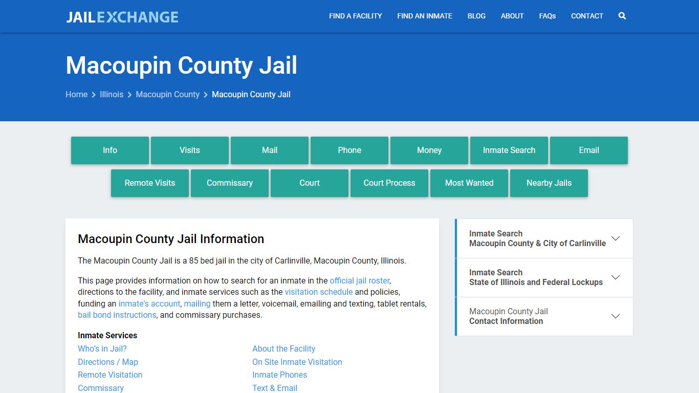 Macoupin County Jail, IL Inmate Search, Information